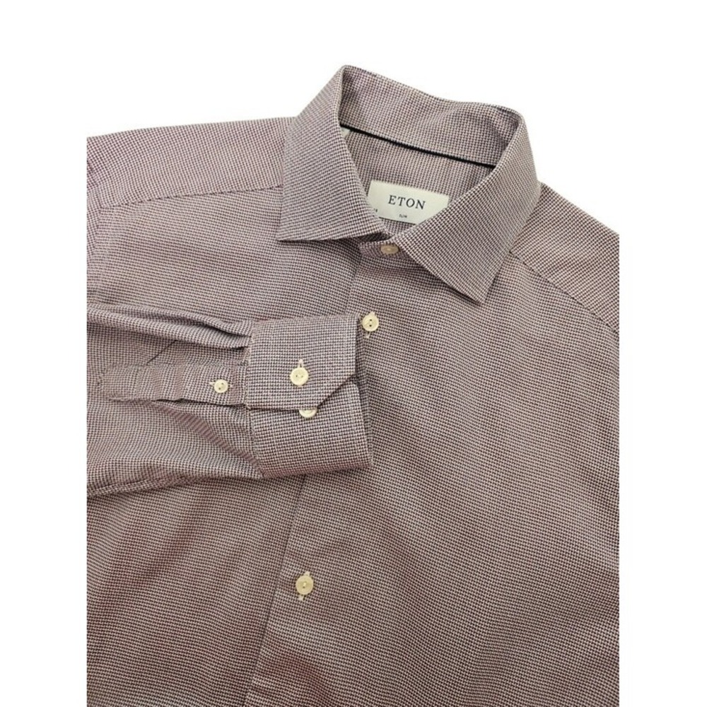 Eton Dress Shirt Mens 15 Purple Slim Fit Micro Pattern Long Sleeve Business ~